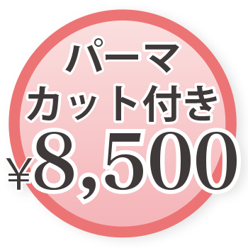 パーマ（カット付き） ¥8,500